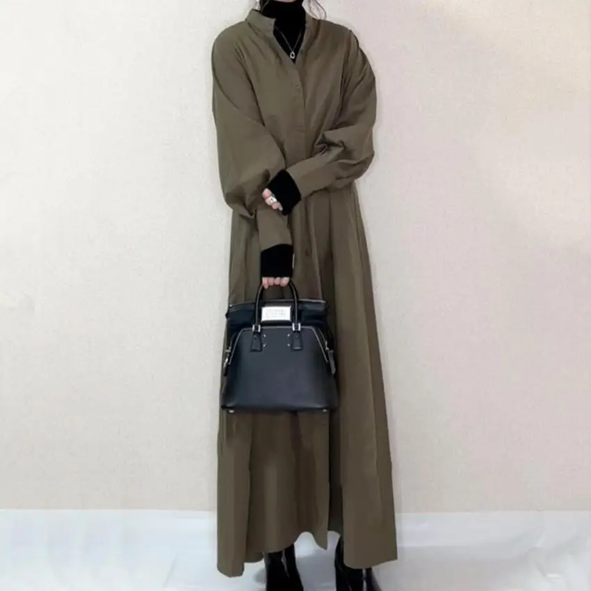 Green Long Sleeve Shirt Dress 2022 New Style - Image 4