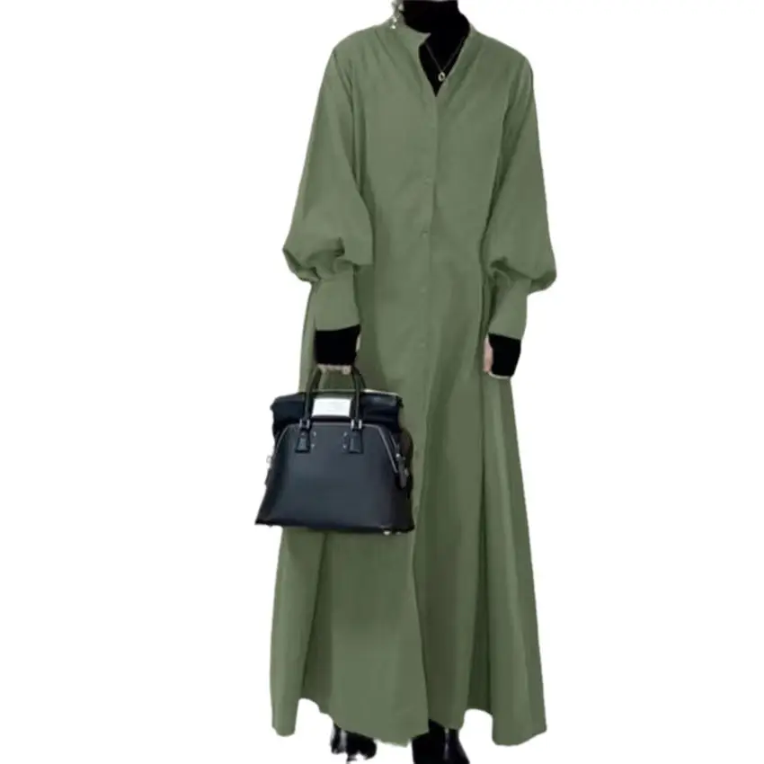Green Long Sleeve Shirt Dress 2022 New Style - Image 5