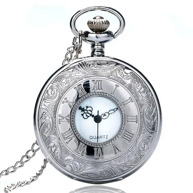Black Roman Numeral Pocket Watch Necklace Pendant - Image 3