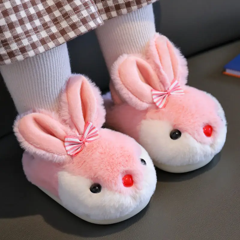 Children's cotton slippers for boys winter indoor home 1-3 years old female baby household children non-slip warm 2 cotton slippers