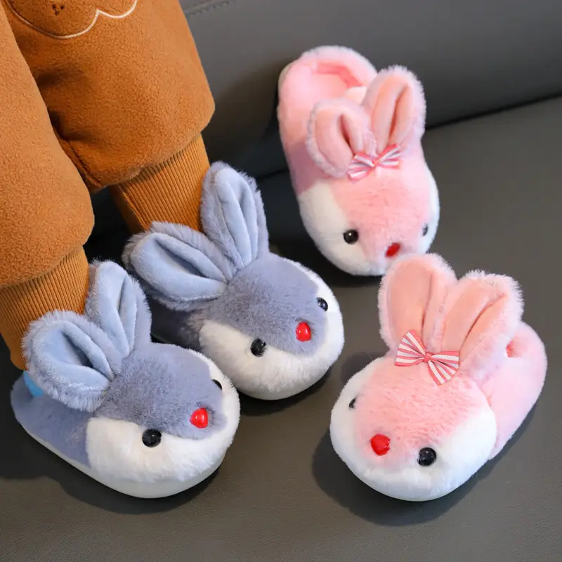 Children's cotton slippers for boys winter indoor home 1-3 years old female baby household children non-slip warm 2 cotton slippers