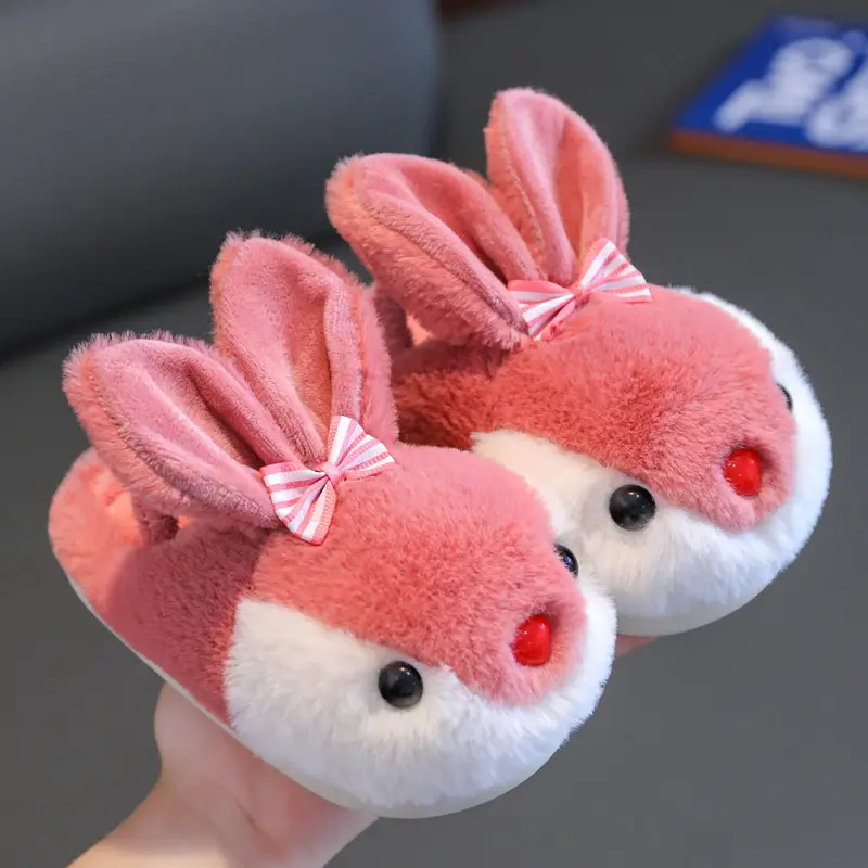 Children's cotton slippers for boys winter indoor home 1-3 years old female baby household children non-slip warm 2 cotton slippers