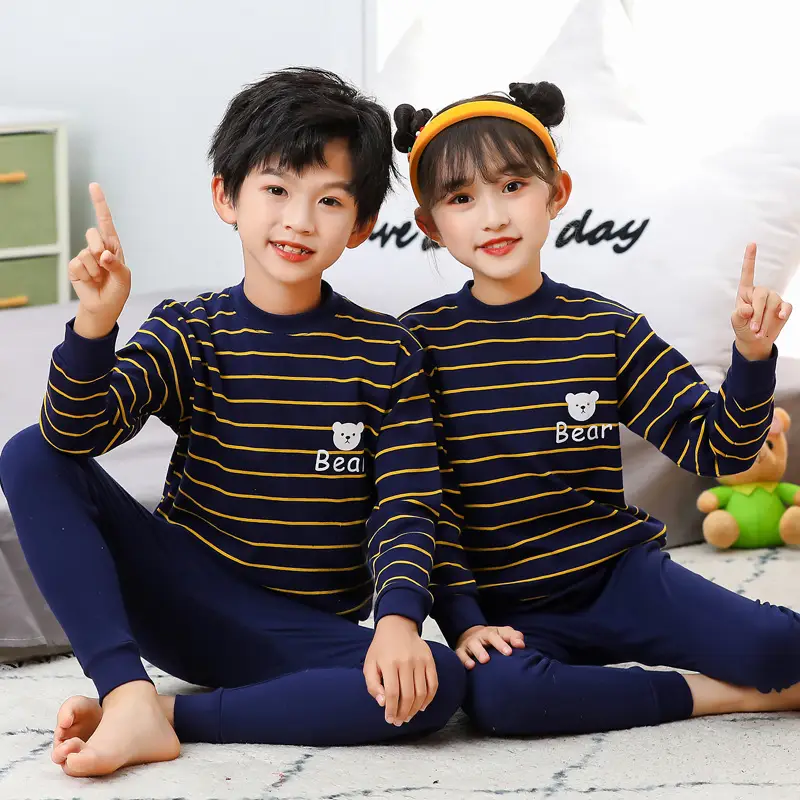 Autumn Kids Striped Sweater Pajamas Set - Image 16