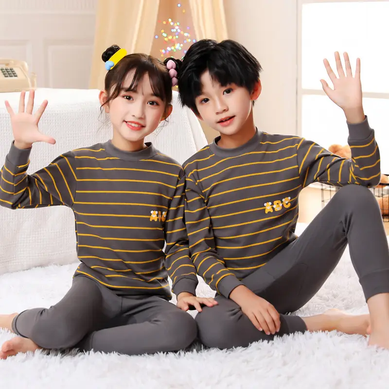 Autumn Kids Striped Sweater Pajamas Set - Image 18