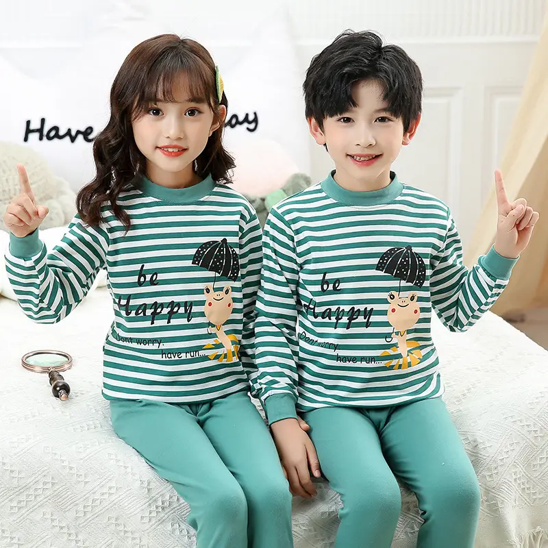 Autumn Kids Striped Sweater Pajamas Set - Image 22