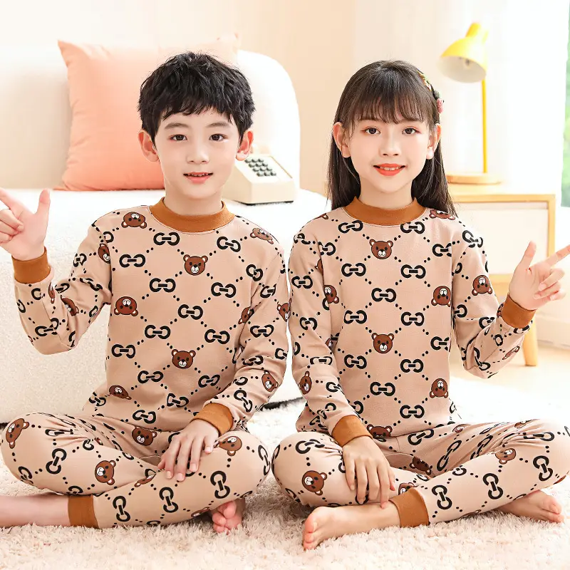 Autumn Kids Striped Sweater Pajamas Set - Image 4