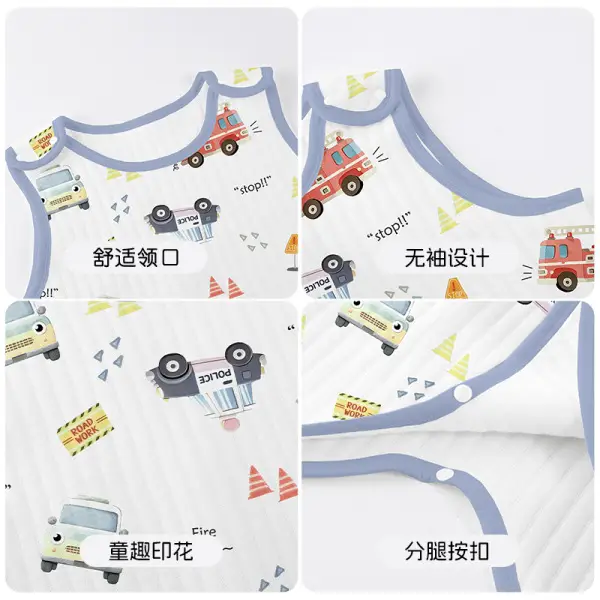 Children's Pure Cotton Layered Sleep Dress with Anti-Kick Bag