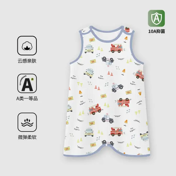 Children's Pure Cotton Layered Sleep Dress with Anti-Kick Bag