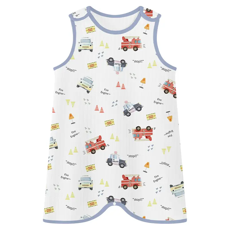 Children's Pure Cotton Layered Sleep Dress with Anti-Kick Bag
