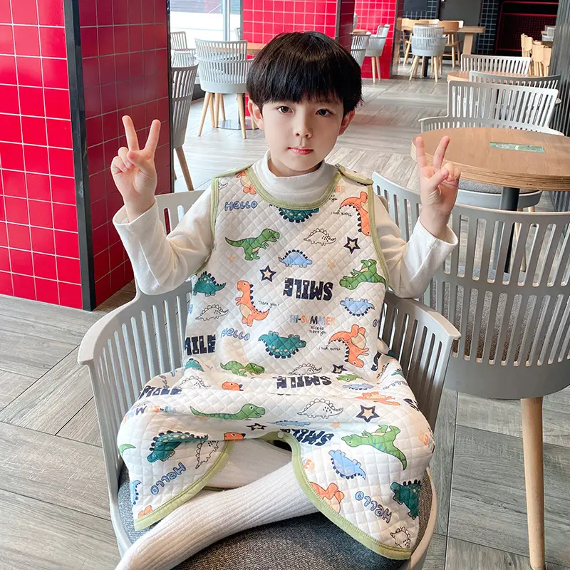 Children's Pure Cotton Layered Sleep Dress with Anti-Kick Bag
