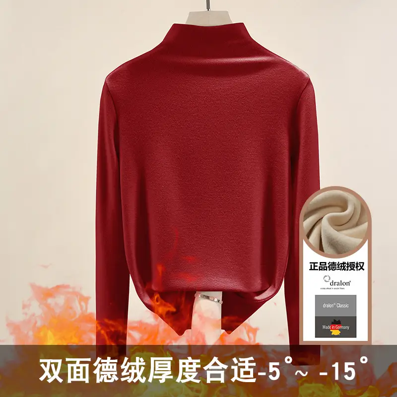 Half Turtleneck German Velvet Shirt for Women Autumn Winter Heattech - Image 10