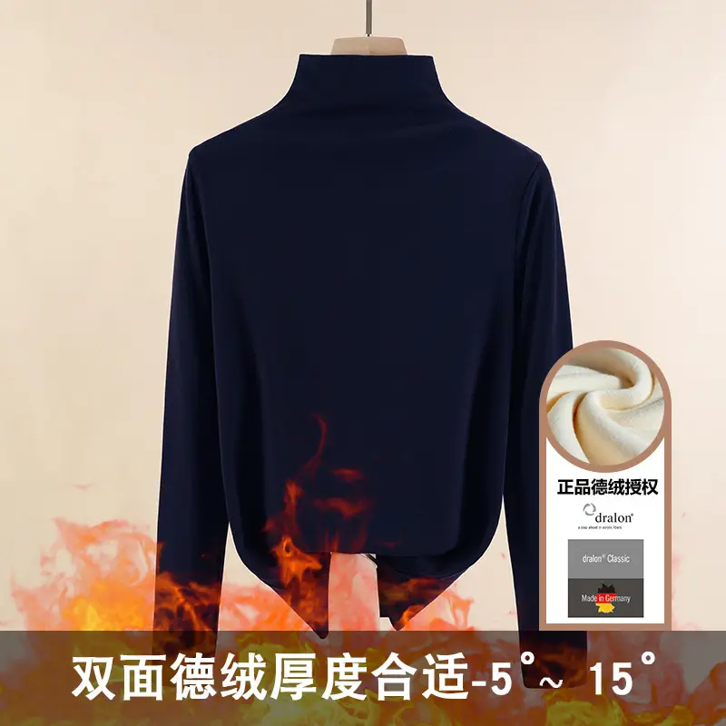 Half Turtleneck German Velvet Shirt for Women Autumn Winter Heattech - Image 11
