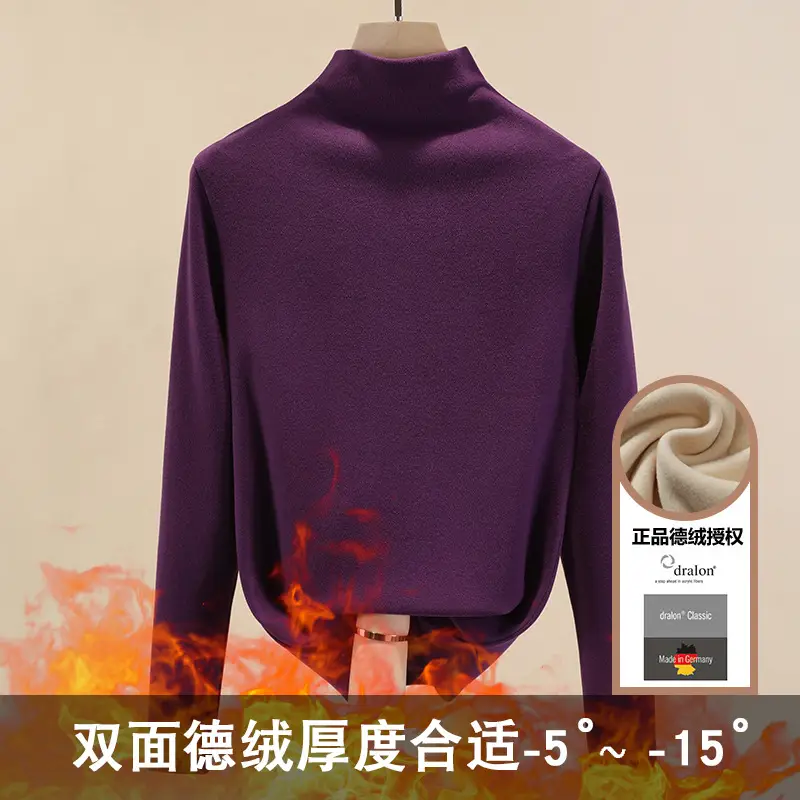 Half Turtleneck German Velvet Shirt for Women Autumn Winter Heattech - Image 12