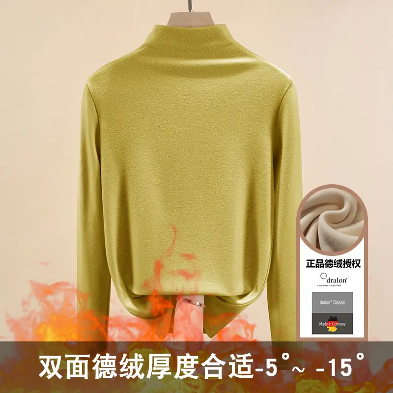 Half Turtleneck German Velvet Shirt for Women Autumn Winter Heattech - Image 13