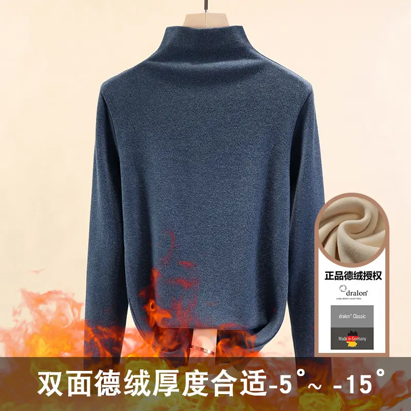 Half Turtleneck German Velvet Shirt for Women Autumn Winter Heattech - Image 14