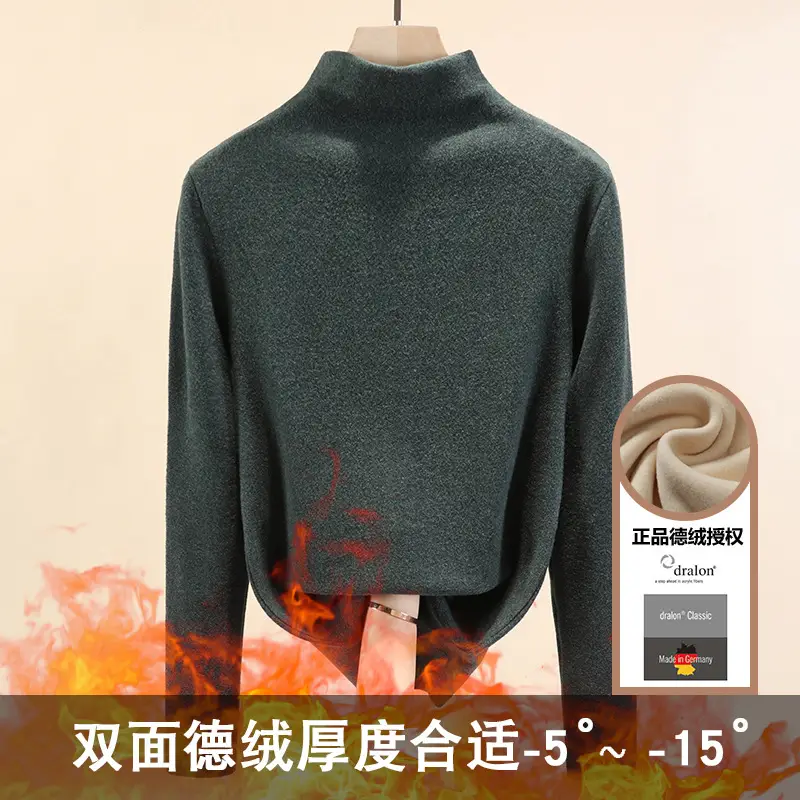 Half Turtleneck German Velvet Shirt for Women Autumn Winter Heattech - Image 15