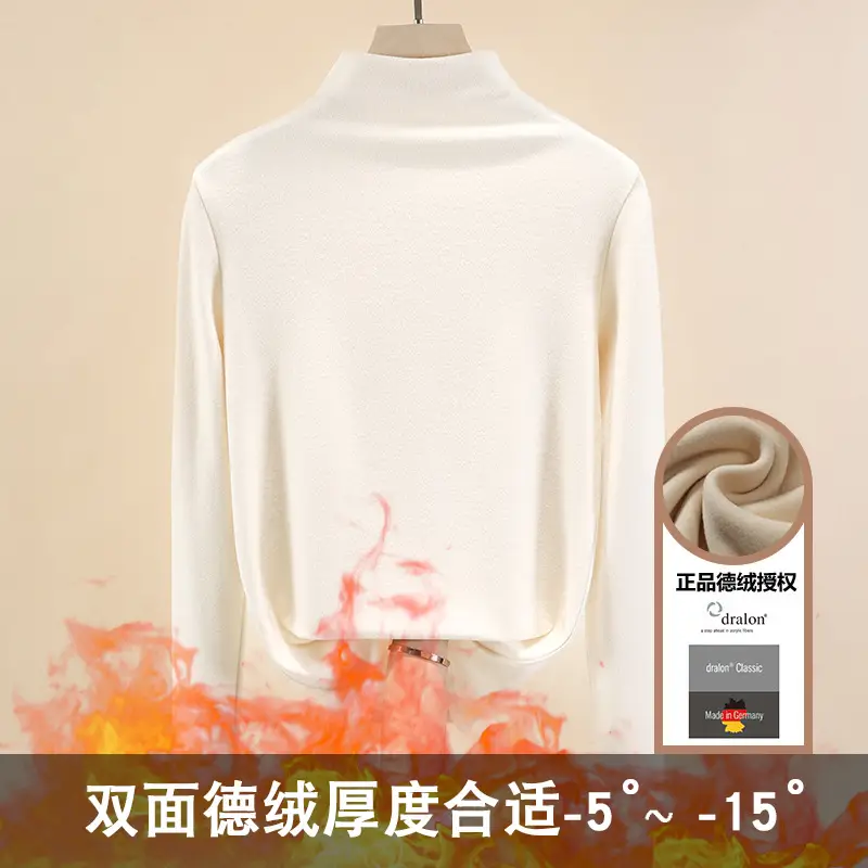 Half Turtleneck German Velvet Shirt for Women Autumn Winter Heattech - Image 2