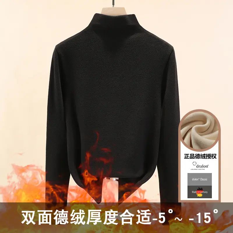 Half Turtleneck German Velvet Shirt for Women Autumn Winter Heattech - Image 3