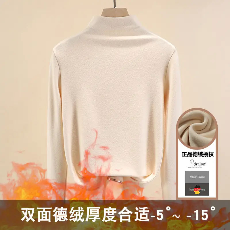 Half Turtleneck German Velvet Shirt for Women Autumn Winter Heattech - Image 4