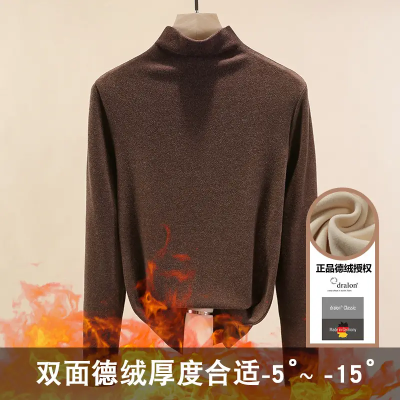 Half Turtleneck German Velvet Shirt for Women Autumn Winter Heattech - Image 5