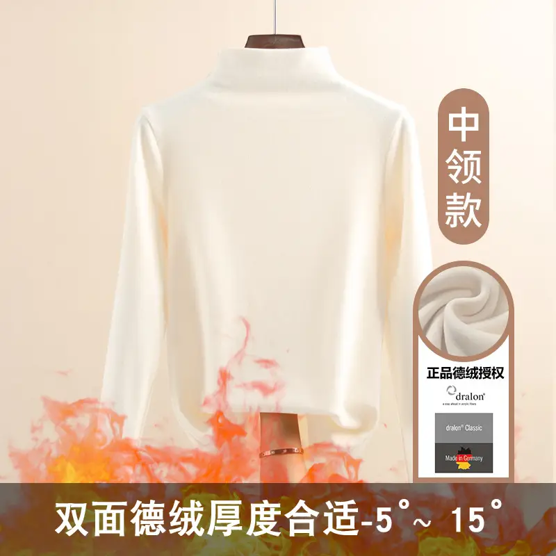 Half Turtleneck German Velvet Shirt for Women Autumn Winter Heattech - Image 6