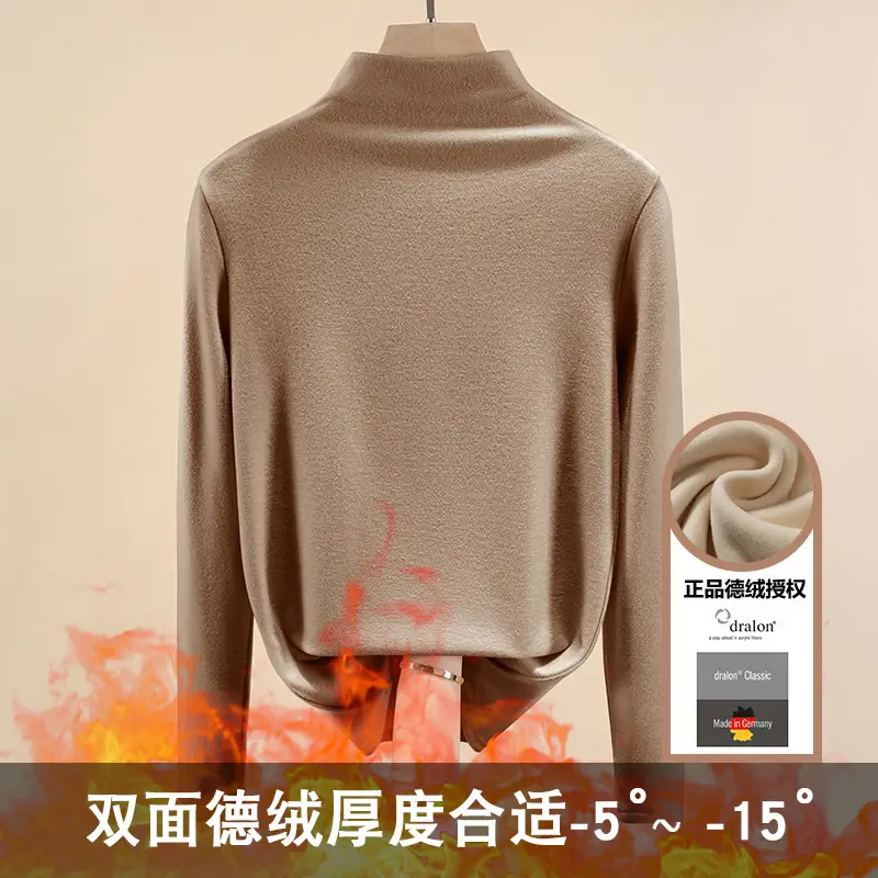 Half Turtleneck German Velvet Shirt for Women Autumn Winter Heattech - Image 7