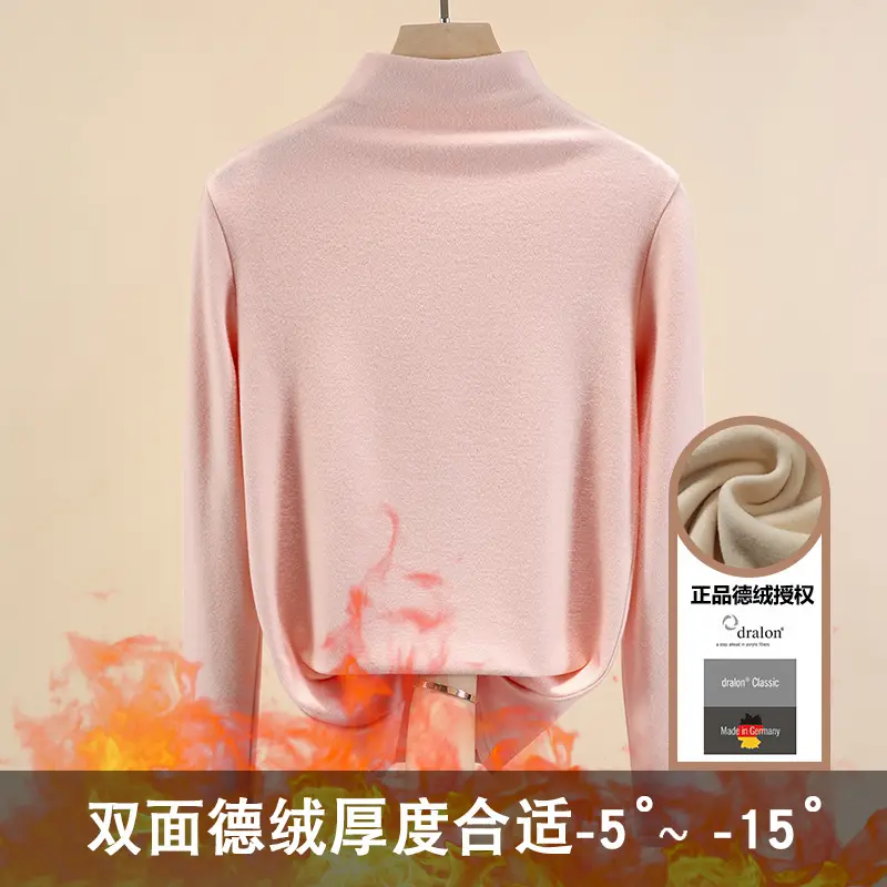 Half Turtleneck German Velvet Shirt for Women Autumn Winter Heattech - Image 8