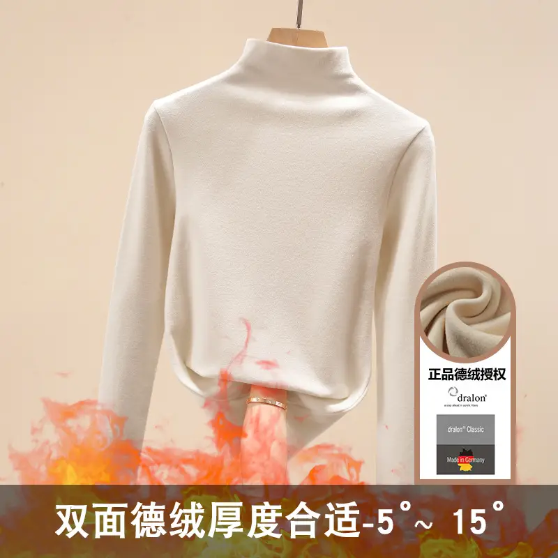 Half Turtleneck German Velvet Shirt for Women Autumn Winter Heattech - Image 9