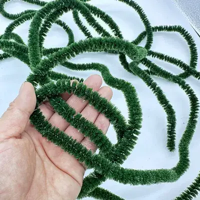 Christmas Green Tinsel Strips for Hanging Ornaments - Image 2