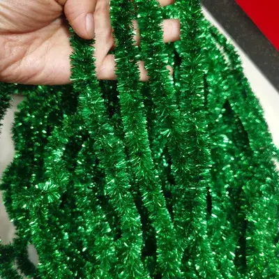 Christmas Green Tinsel Strips for Hanging Ornaments - Image 6