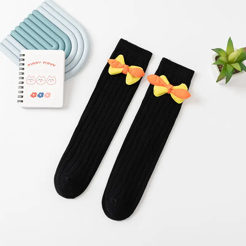2025 Girls Cotton Socks Korean National Bow Heelless - Image 2