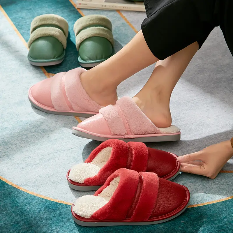 Winter Cotton Slippers Thick Bottom Warm Leather Men's Plus Size - Image 12