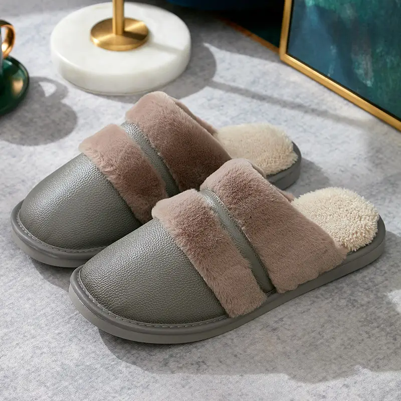 Winter Cotton Slippers Thick Bottom Warm Leather Men's Plus Size - Image 6