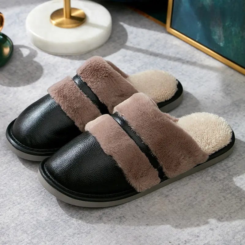 Winter Cotton Slippers Thick Bottom Warm Leather Men's Plus Size - Image 7