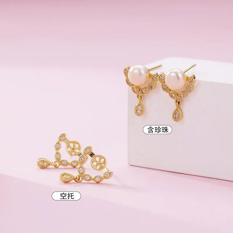 Inlaid Zircon Pearl Earrings for Women - Image 3