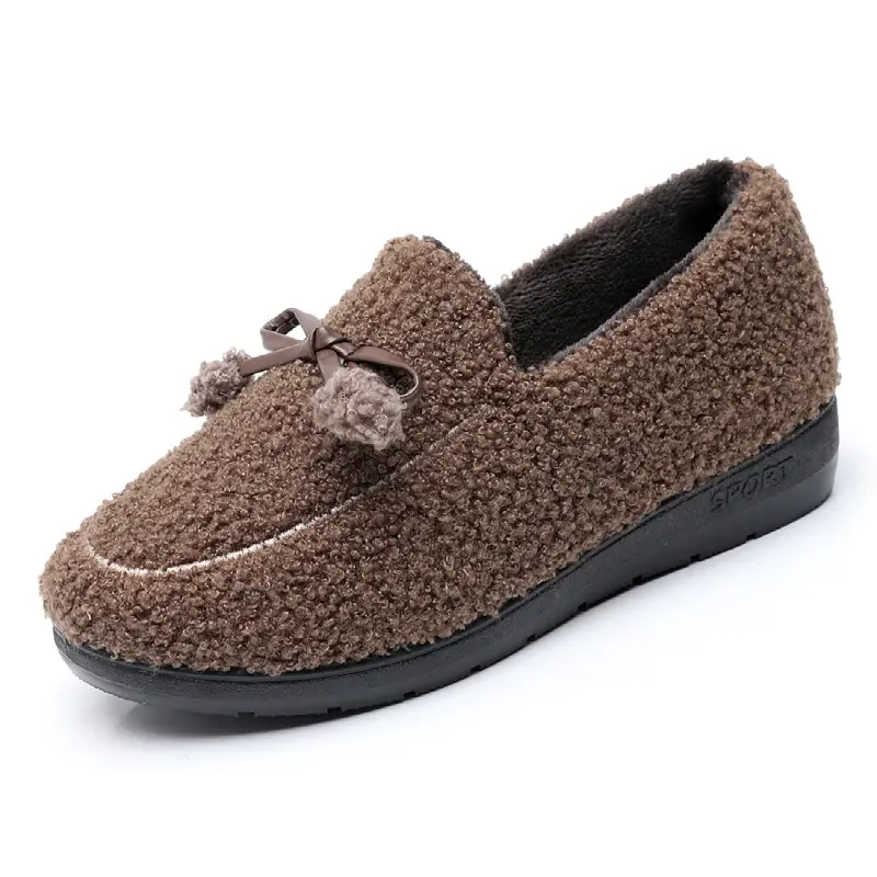 2026 Winter New Style Old Beijing Cloth Shoes with Fleece Lining for Warmth, Everyday Indoor Women's Cotton Slippers, Slip-On Cotton Shoes - Image 9