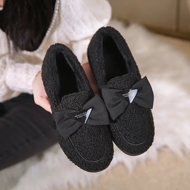 2026 Winter New Style Old Beijing Cloth Shoes with Fleece Lining for Warmth, Everyday Indoor Women's Cotton Slippers, Slip-On Cotton Shoes - Image 3