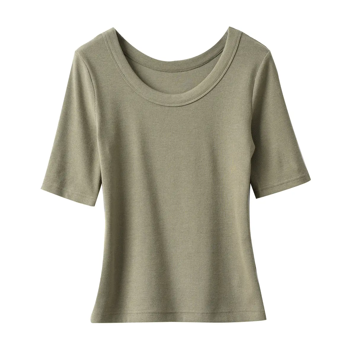 Women's Ribbed Slim Fit T-Shirt 300g Ecocos