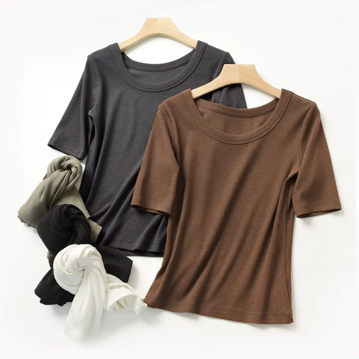 Women's Ribbed Slim Fit T-Shirt 300g Ecocos — feature 18
