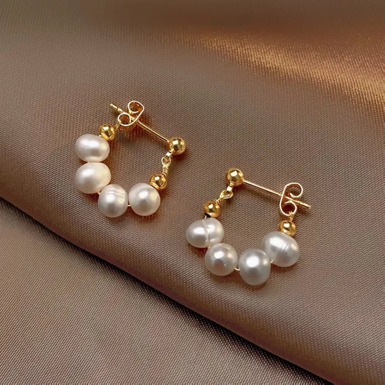 Natural Freshwater Pearl Earrings Vintage 925 Silver - Image 4
