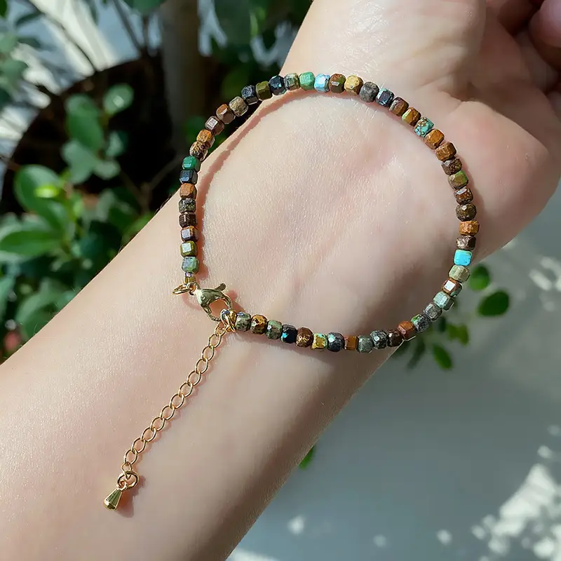 Jingyao Natural Turquoise Crystal Bracelet with Chain - Image 4