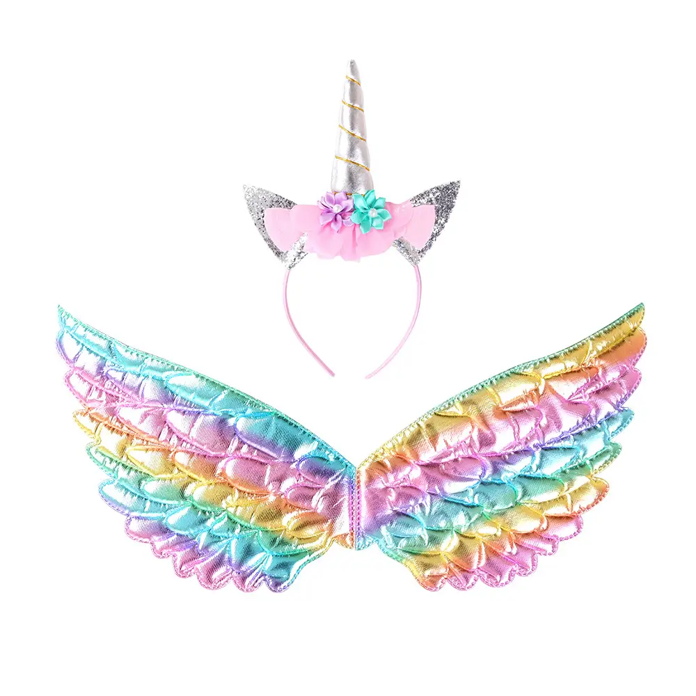 2020 Unicorn Dress Girls Rainbow Cake Dress Mesh Removable Cloak Halloween Foreign Trade - Image 2