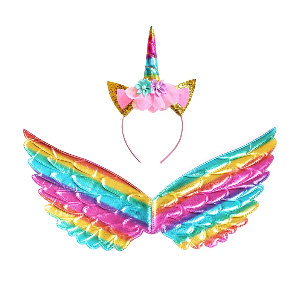 2020 Unicorn Dress Girls Rainbow Cake Dress Mesh Removable Cloak Halloween Foreign Trade - Image 3