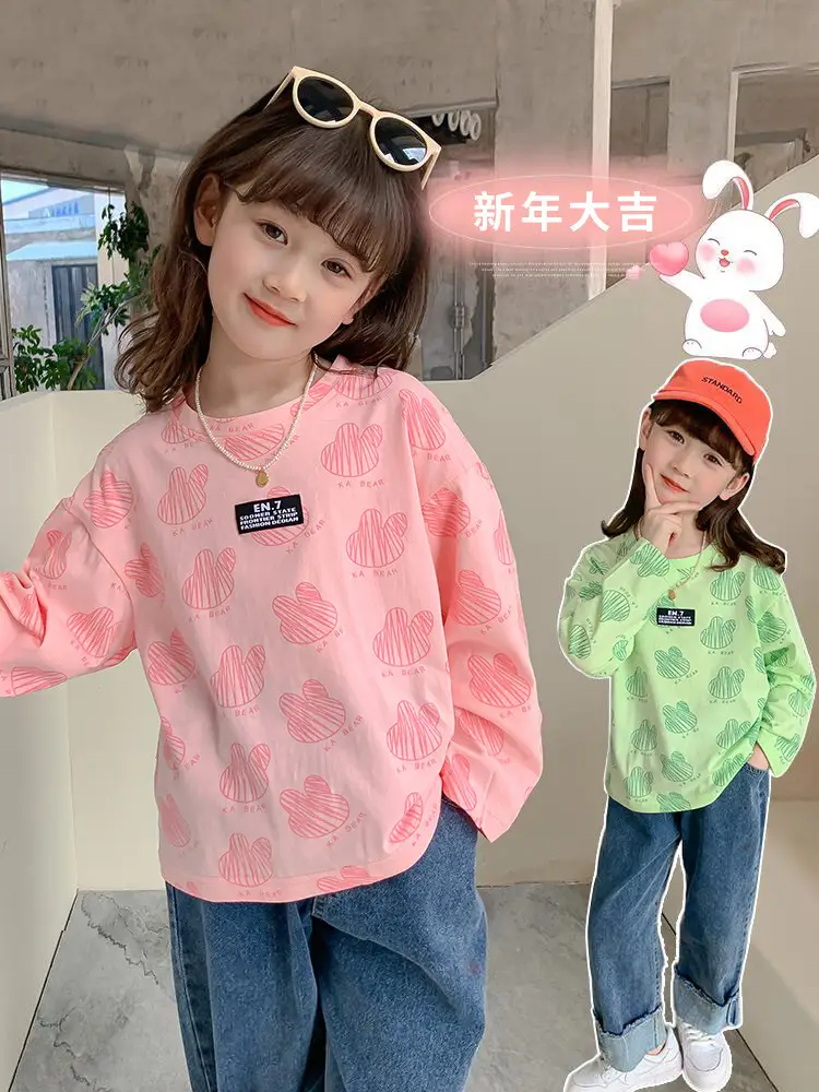 Girls Cotton Long Sleeve T-Shirt K-Style Cartoon 2025 - Image 3