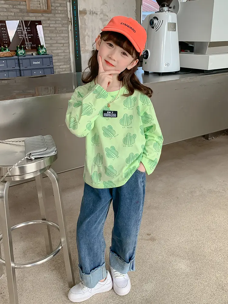 Girls Cotton Long Sleeve T-Shirt K-Style Cartoon 2025 - Image 6