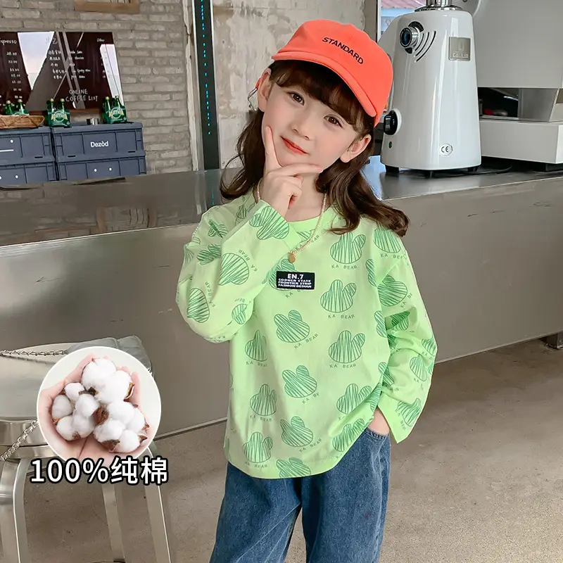 Girls Cotton Long Sleeve T-Shirt K-Style Cartoon 2025 - Image 2
