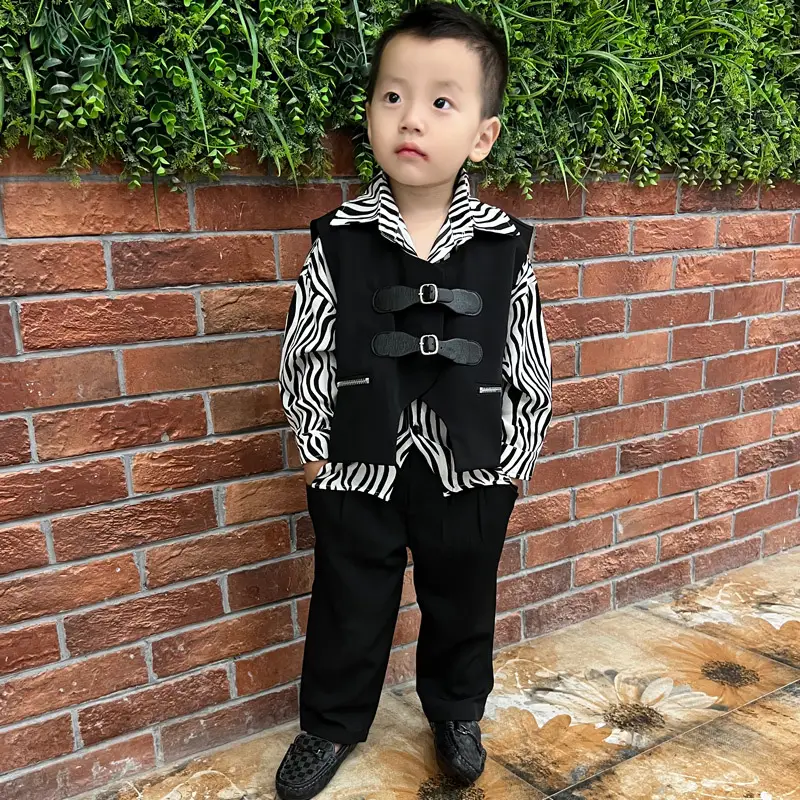 Boys Zebra Print 2-Piece Vest Suit 2024 Spring - Image 2