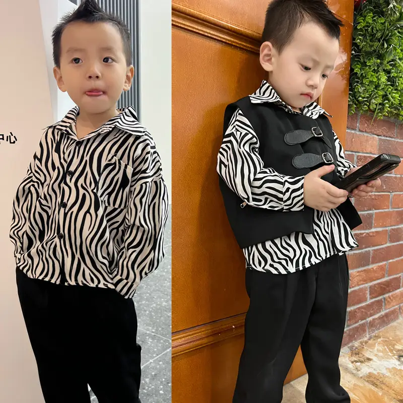 Boys Zebra Print 2-Piece Vest Suit 2024 Spring - Image 3