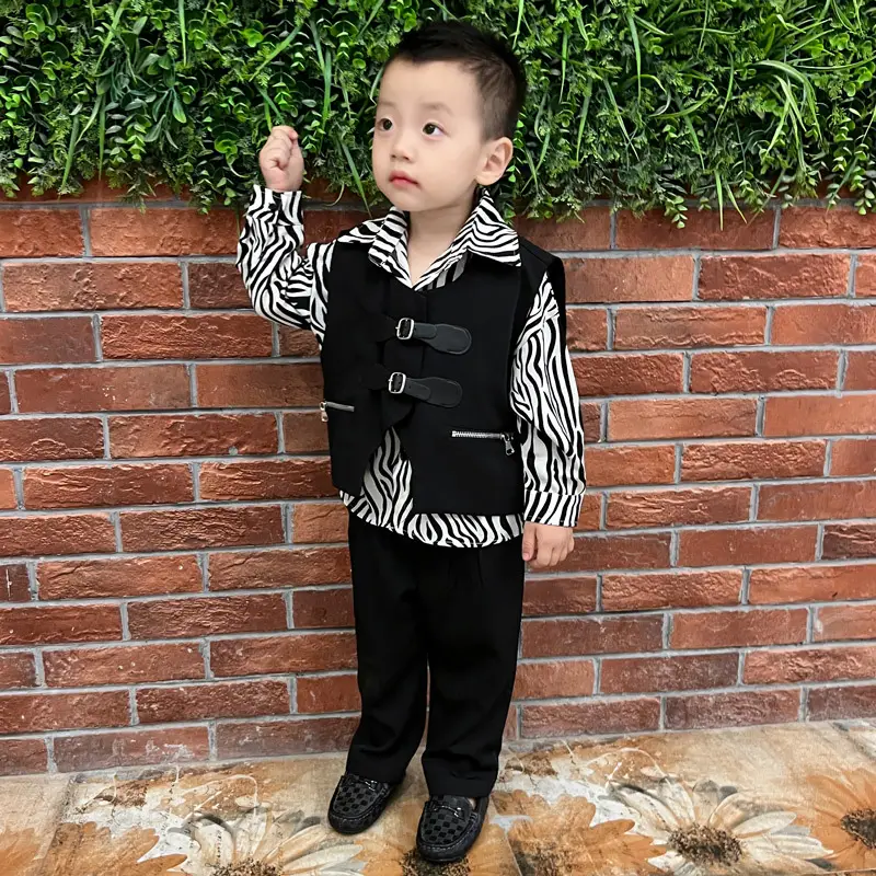 Boys Zebra Print 2-Piece Vest Suit 2024 Spring - Image 5
