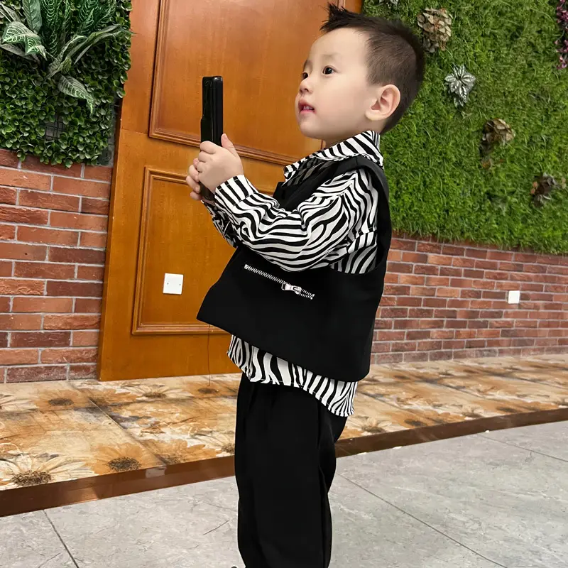 Boys Zebra Print 2-Piece Vest Suit 2024 Spring - Image 6